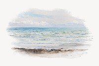 Ocean watercolor illustration element. Remixed from George Elbert Burr artwork, by rawpixel.