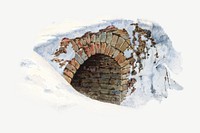 Winter bridge watercolor illustration element psd. Remixed from Eugene Wallachy artwork, by rawpixel.