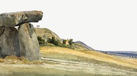 Rocks in Kent watercolor border psd. Remixed from Alfred Gomersal Vickers artwork, by rawpixel.
