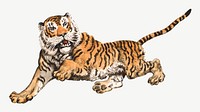 Tiger watercolor illustration element psd. Remixed from Samuel Howitt artwork, by rawpixel.