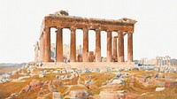 The Parthenon watercolor border. Remixed from Thomas Hartley Cromek artwork, by rawpixel.
