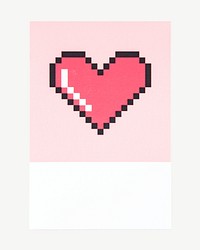 Pixelated heart shape collage element psd