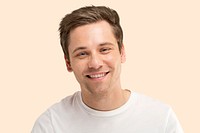 Happy man portrait, white t-shirt