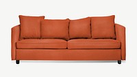 Orange sofa mockup, living room furniture psd