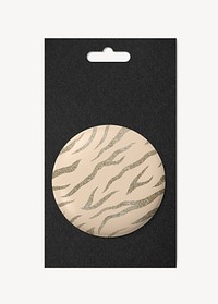 Button pin mockup, animal printed design psd