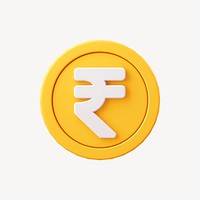 Rupee coin, 3D sticker, Indian currency exchange psd