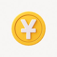 Yuan coin, 3D clipart, Chinese currency exchange 