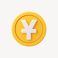 Yuan coin, 3D sticker, Chinese currency exchange psd