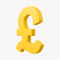 British Pound sign clipart, money currency exchange in 3D psd
