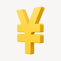 Japanese Yen sign clipart, money currency exchange in 3D psd