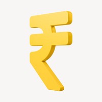 Indian Rupee sign clipart, money currency exchange in 3D psd