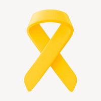 Yellow ribbon 3D clipart, suicide prevention awareness psd