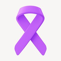 3D purple ribbon clipart, honors caregivers cancer awareness psd