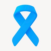 Blue ribbon 3D clipart, colon cancer awareness psd