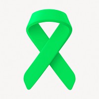 Lime green ribbon 3D clipart, Lymphoma awareness