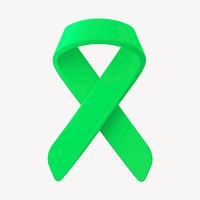 Lime green ribbon 3D clipart, STD awareness psd