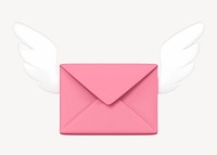 Flying envelope clipart, cute 3d graphic