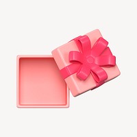 Pink gift box clipart, 3d birthday graphic