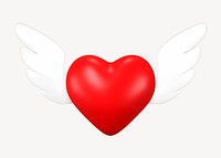 Heart wings clipart, 3d birthday graphic