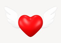 Heart wings clip art, 3d birthday graphic psd