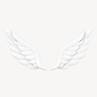 White wings clip art, cute 3d graphic