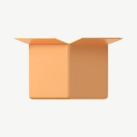 Brown open box, 3D package delivery illustration psd