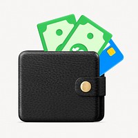 Digital wallet, cashless payment icon, 3D illustration