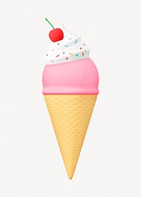 Cartoon ice cream clipart, strawberry dessert design