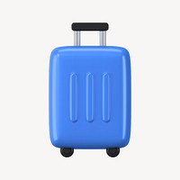 Blue luggage 3D collage element, travel accessory design psd