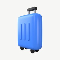 Blue luggage 3D collage element, travel accessory design psd