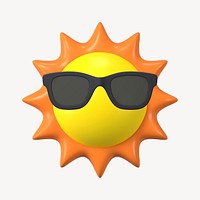 Funny sun 3D collage element, summer design psd