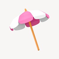 3D beach umbrella collage element, summer design psd