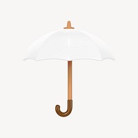 3D white umbrella collage element, protection design psd