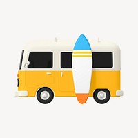 3D van collage element, transport design psd