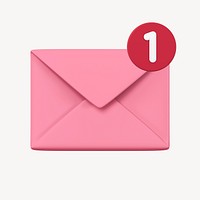 Email notification clipart, 3D envelope in pink psd