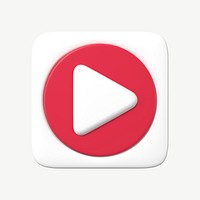 Music app icon, 3D play button graphic for marketing psd
