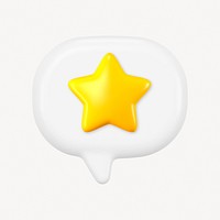 Star speech bubble, 3D clipart, social media ranking