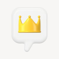 Crown ranking, 3D clipart, social media trend psd