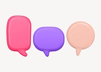 Colorful speech bubble stickers, announcement graphic psd