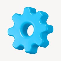Blue gear sticker, 3D business system psd