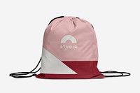 Pink drawstring bag mockup psd