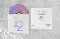 CD album cover mockup, music product branding psd