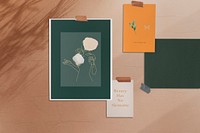 Aesthetic mood board mockup, stationery set psd