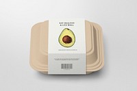 Takeaway box label mockup, food packaging psd