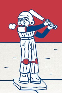 Baseball athlete man cartoon illustration