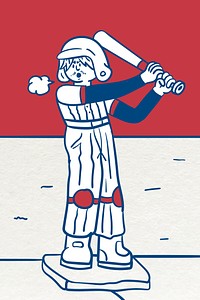 Baseball athlete man cartoon illustration psd