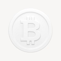 White bitcoin, cryptocurrency 3D icon sticker psd