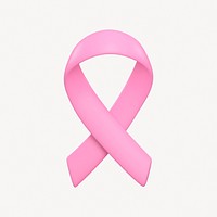 Pink ribbon icon, 3D rendering illustration
