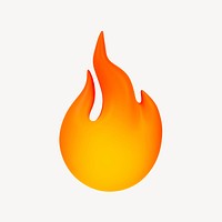 Flame icon, 3D gradient design psd