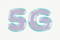 5G holographic icon, 3D digital remix psd